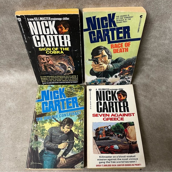 Nick Carter Set of 4 Paperpacks action adventure spy novels 1960's 70’s #4 - Picture 2 of 3